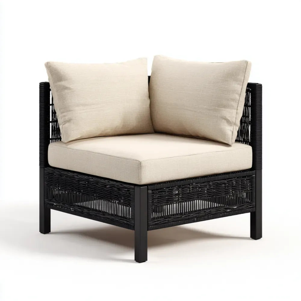 Patio Lounge Chair - Wicker 75x75x75 cm - Beige Cushions - Modern Outdoor Design