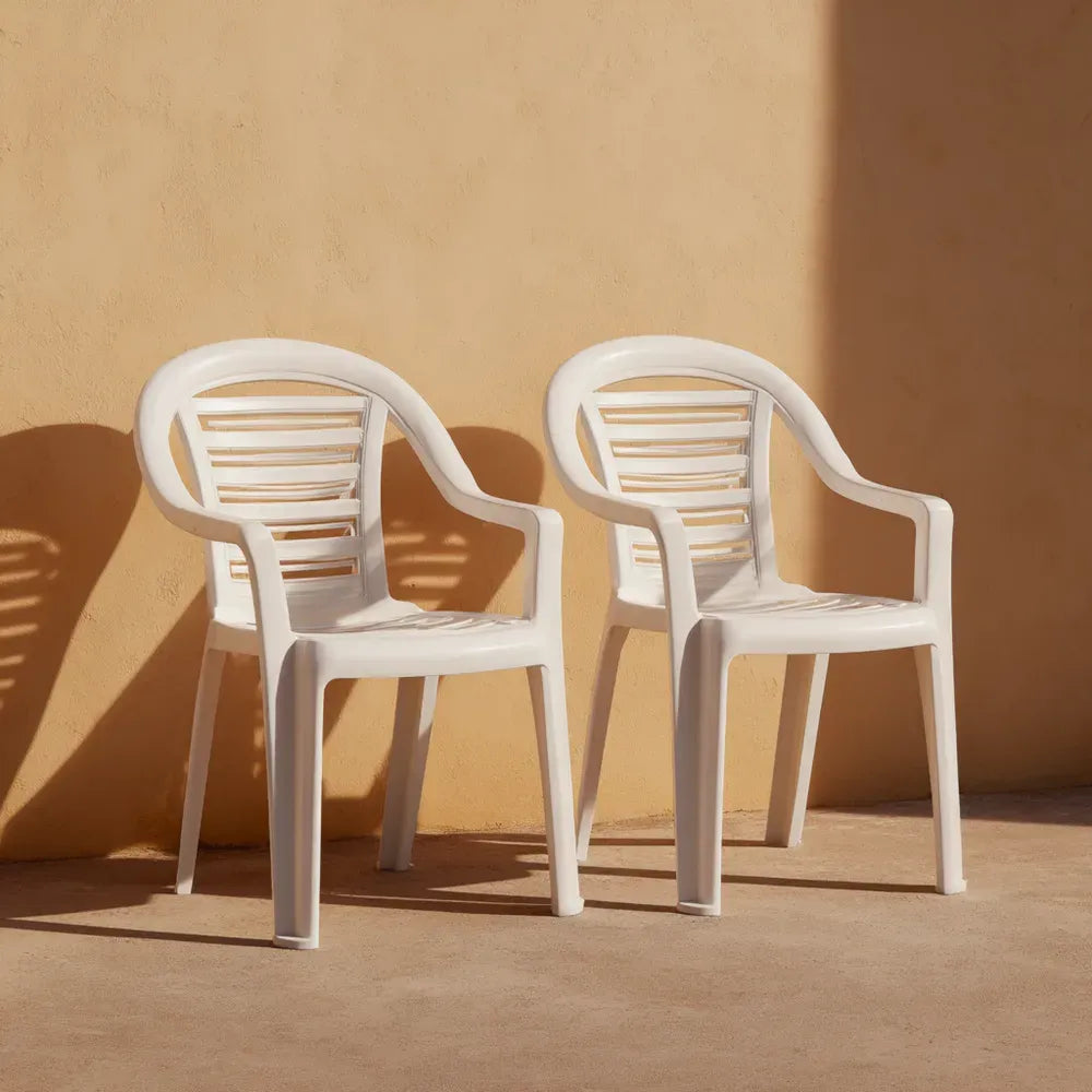 Outdoor Patio Lounge Chairs Set of 2 - 23.6x22.4x34.3 inches - White - Durable Plastic